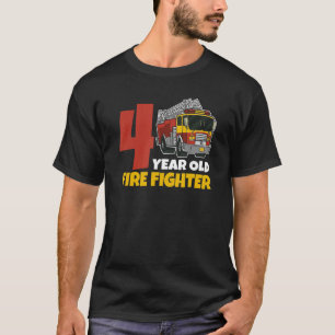 Camiseta Crianças: 4º Aniversário Bombeiro de 4 anos