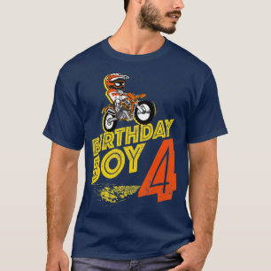 Camiseta Crianças: 4º Aniversário Boys Motorcycle Biker,