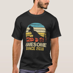 Camiseta Crianças 4º Aniversário Dinossauro Rex Espetacular