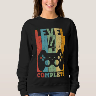 Camiseta Crianças 4º Aniversário Garota Nível 4 Anos Presen