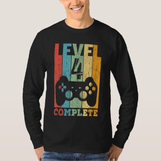 Camiseta Crianças 4º Aniversário Garota Nível 4 Anos Presen