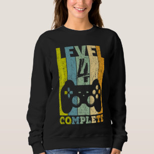 Camiseta Crianças 4º Aniversário Garota Nível 4 Anos Presen