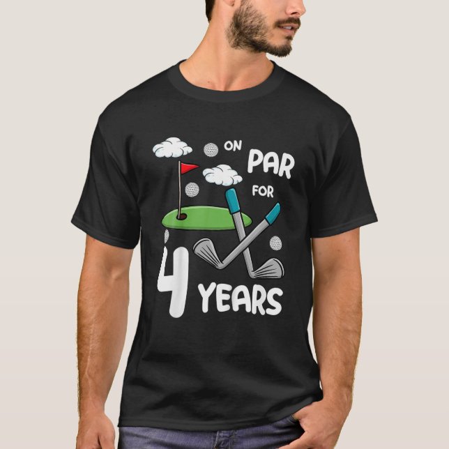 Camiseta Crianças 4º Aniversário Golfe Engraçado Golfe De 4 (Frente)