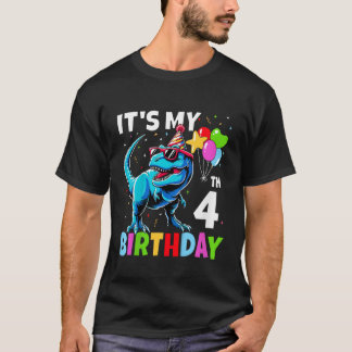Camiseta Crianças 4º Aniversário Menino 4º Ano Quatro Anos 