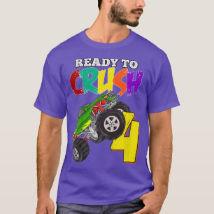 Camiseta Crianças: 4º Aniversário Monster Truck 4 Anos Ra