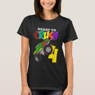 Camiseta Crianças: 4º Aniversário Monster Truck 4 Anos Ra