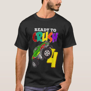 Camiseta Crianças: 4º Aniversário Monster Truck 4 Anos Ra