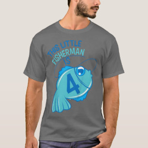 Camiseta Crianças 4º Aniversário PescaPeixe de 4 anos206