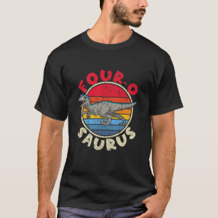 Camiseta Crianças 4º Aniversário Quatro Surus I Velocirapto