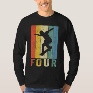 Camiseta Crianças 4. º aniversário do Skater Retro Skateboa