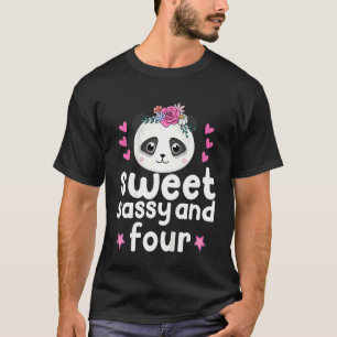 Camiseta Crianças 4 Aniversário Doce Sassy E Sete Unicórnio