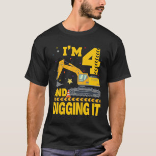 Camiseta Crianças: 4 anos, 4 anos, 4 anos, Escavador de Ani