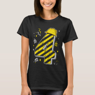 Camiseta Crianças 4 anos Meninos 4 festas de construção 4º 