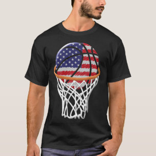 Camiseta Crianças 4 de julho Basquete USA Flag Kids Youth B