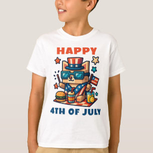 Camiseta Crianças: 4 de julho Minecraft