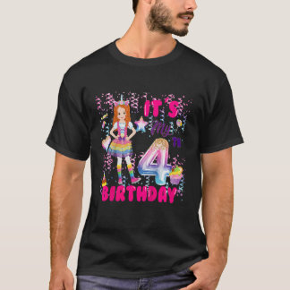 Camiseta Crianças 4 Meninas de Aniversário 4 Anos Vermelho 