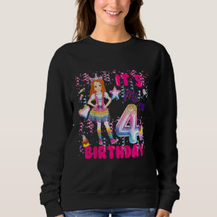 Camiseta Crianças 4 Meninas de Aniversário 4 Anos Vermelho