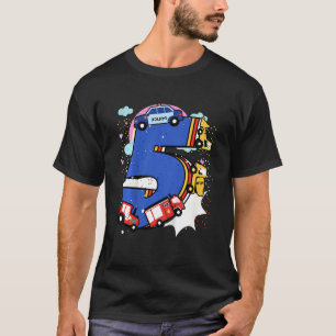 Camiseta Crianças, 5, Aniversário, 5 Anos, Com Bombeiro E P