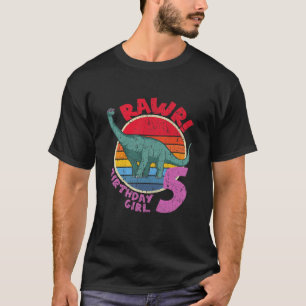 Camiseta Crianças 5 Aniversário Eu Rawr! Brachiosaurus I 