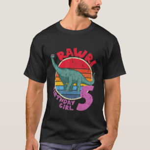 Camiseta Crianças 5 Aniversário Eu Rawr! Brachiosaurus I Fa