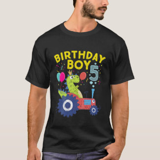 Camiseta Crianças 5 Aniversário Garoto Rex 5 Anos Dotados D