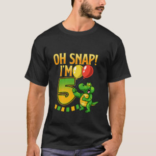 Camiseta Crianças 5 Aniversário "Oh Snap!" Croc Funny Turni
