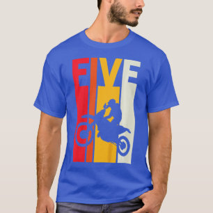 Camiseta Crianças 5 Aniversário Retro Motocross 5 anos Boys