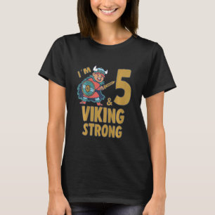 Camiseta Crianças 5 anos, 5 Viking Birthday Boy, tenho 5 an