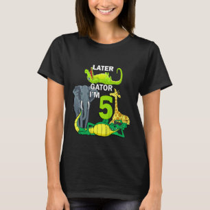 Camiseta Crianças 5 anos Animais de aniversário Safari Zoo