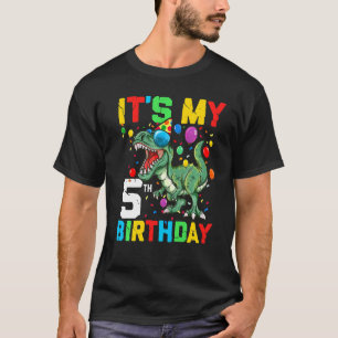 Camiseta Crianças 5 anos Dinossauro É meu 5 Aniversário Fel
