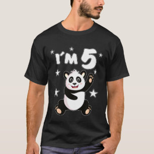 Camiseta Crianças 5 anos Panda Crianças Aniversário Panda B