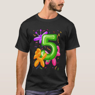 Camiseta Crianças 5 Balões de Aniversário de Balões de Ani