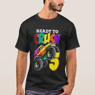Camiseta Crianças 5 Birthday Boys Monster Truck 5 Anos Ra