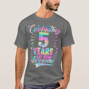Camiseta Crianças 5 Birthday Dedicam Idea TieDye 5 Anos De