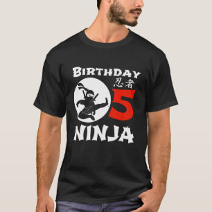 Camiseta Crianças 5 Birthday Ninja Meninos Cinco Anos Prese