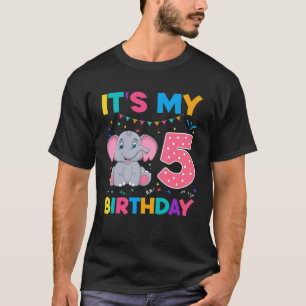 Camiseta Crianças 5 Bonito Elefante De Aniversário De 4 Ano