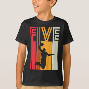 Camiseta Crianças 5 de Aniversário de Basquete Dão 5 Anos