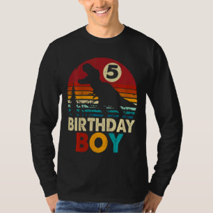 Camiseta Crianças 5 de Aniversário Dinossauro Rex 5 Anos Me