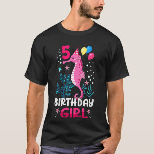 Camiseta Crianças 5 de Aniversário Garota Cavaleira do Ocea