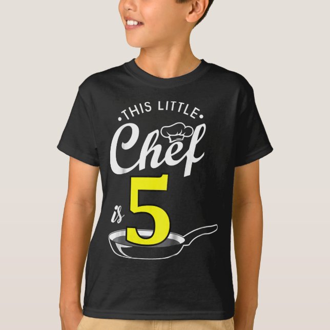 Camiseta crianças 5 de aniversário garotas chef crianças T- (Frente)