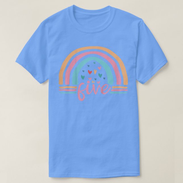 Camiseta Crianças 5 de Aniversário Gift Arco-Íris Ventilado (Frente do Design)