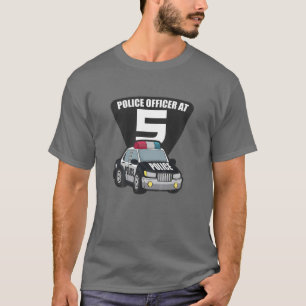 Camiseta Crianças 5 de Aniversário Polícia de Carro Emergên