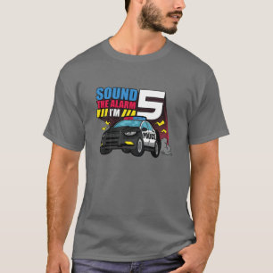 Camiseta Crianças 5 de Aniversário Polícia de Carro Emergên