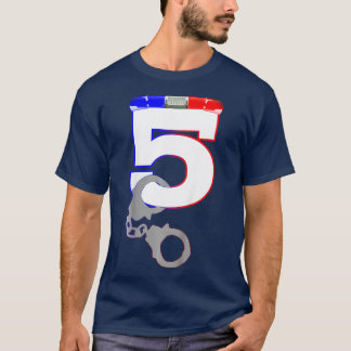Camiseta Crianças 5 de Aniversário Policial Garotos 5 Anos
