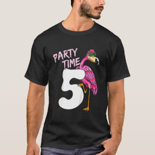 Camiseta Crianças 5 de Aniversário Rosa Flamingo Para Menin