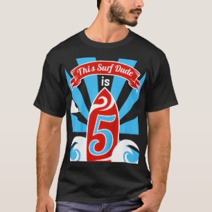 Camiseta Crianças 5 de Aniversário Surf Surfer de 5 anos
