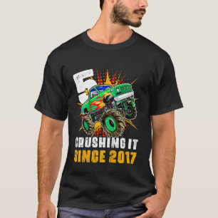 Camiseta Crianças 5 Esmagando Desde 2017, Monster Truck 5 B