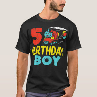 Camiseta Crianças 5 Meninos De Aniversário Treinam Meninos