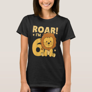 Camiseta Crianças 6 Aniversário Leão De Seis Anos