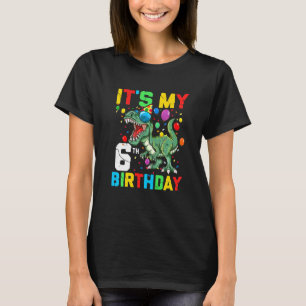 Camiseta Crianças 6 anos Dinossauro É meu 6 Aniversário Fel